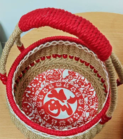 创意手提篮子DIY手工编织麻绳水果篮成品 ...