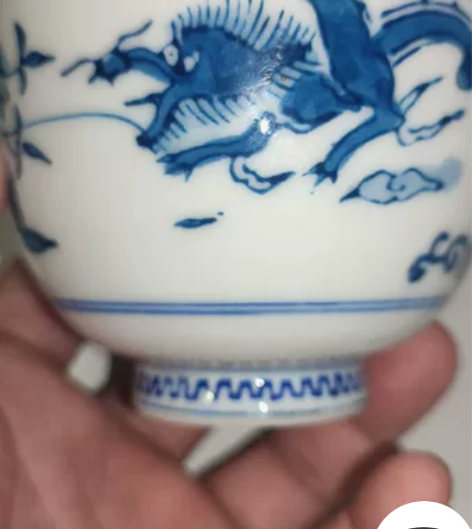 日本 回流 老青花手绘龙盖碗物件，物品多为...