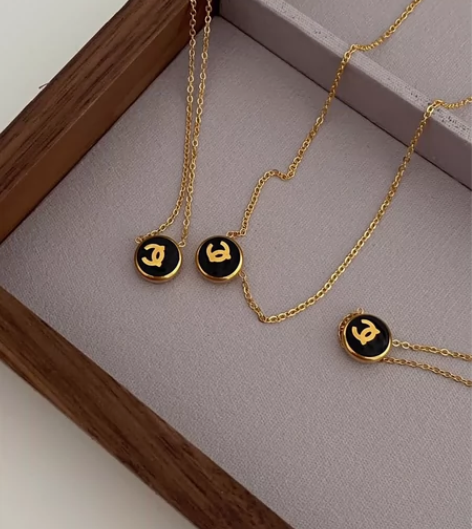 中古小香风金豆豆圆盘项链24k不褪色钛钢项...