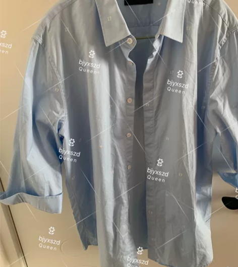 gxg男士浅蓝色印花七分袖衬衫,185/X...