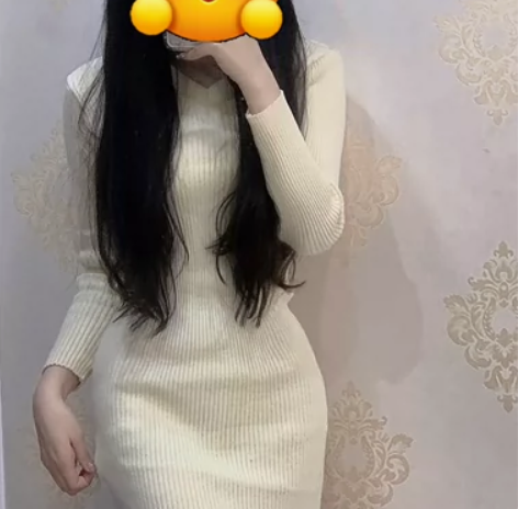 V领修身针织连衣裙  包臀裙 杏色 元旦穿...