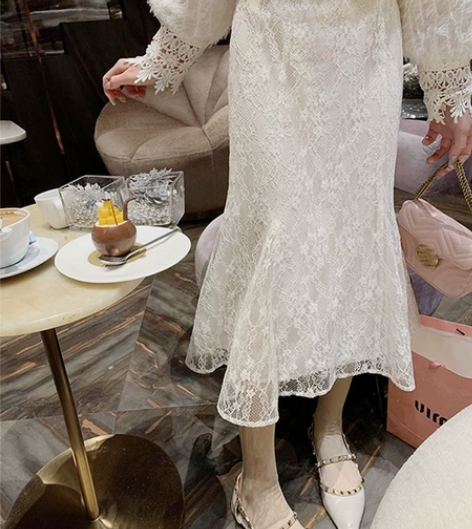 蕾丝半身包臀鱼尾裙 均码 很有份量的高质量...