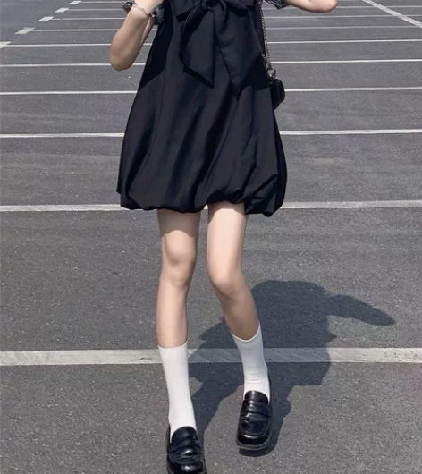 【PINKDOG】原创黑苞苞黑色背带蝴蝶结...