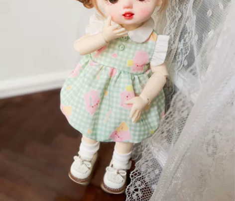 现货掉落 猪猪泡芙6分bjd娃衣四色花苞裙...