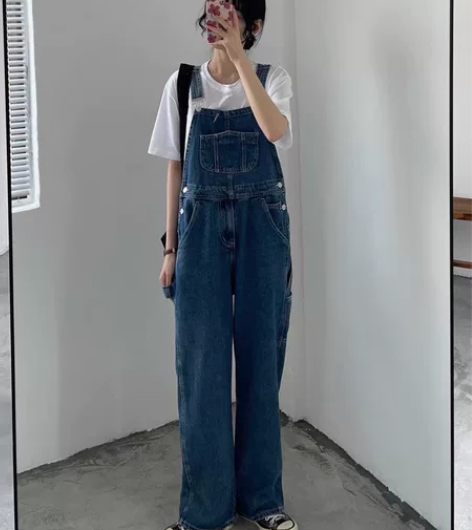 春秋牛仔裤背带裤薄款女夏季2021年新款韩...