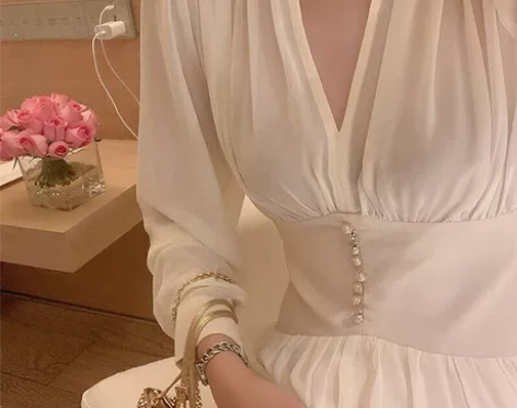 全新 全新 全新气质温柔连衣裙 高级感雪纺...