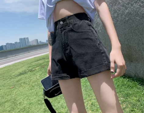 夏季黑色牛仔短裤女薄款2020年新款潮ch...