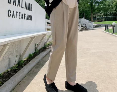 孕之彩孕妇日韩风休闲通勤纯色职业装西装裤时...