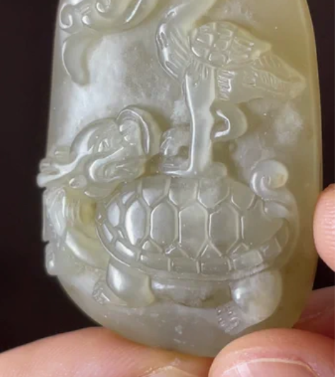 出和田玉 仙鹤龙龟挂牌 寓意好、长寿,玉...