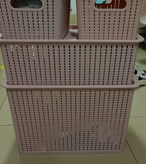 转卖藤编塑料收纳盒四件套。 小号×2(长2...