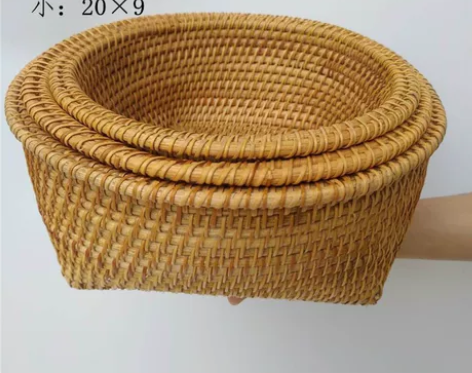 越南藤编果篮客厅家用现代茶几水果盘零食收纳...