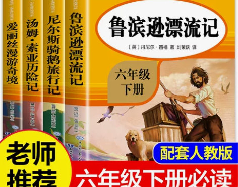全套4册 六年级下册必读的课外书鲁滨逊漂流...