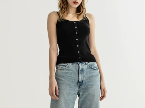 MOUSSY 19春夏新品纽扣修身打底针织...