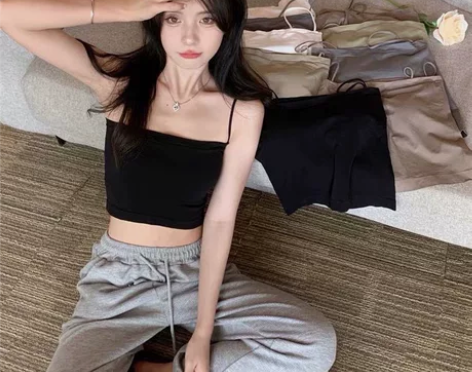 细肩带胸垫吊带背心女外穿内搭无袖百搭打底 ...