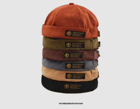 帽子男潮秋冬复古灯芯绒地主帽韩版百搭瓜皮帽...