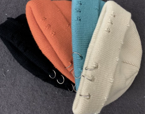 毛线帽子女秋季韩国ins潮人复古破洞针织帽...