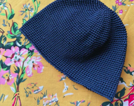 手工钩织瓜皮帽，线材：冰丝线，颜色：深蓝，...