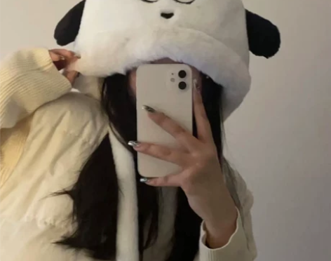 可爱卡通小狗毛绒帽子女冬季新款大头围护耳保...