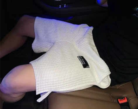 华夫格短裤男夏季潮流宽松休闲五分裤男士外穿...