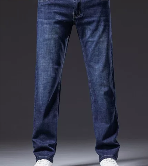 2022秋冬季商务弹力牛仔裤男直筒宽松大码...