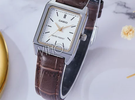 香港直邮 卡西欧手表复古小方表棕时尚皮带石...