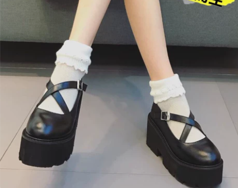 原宿大头娃娃鞋厚底防水台增高单鞋女交… 颜...