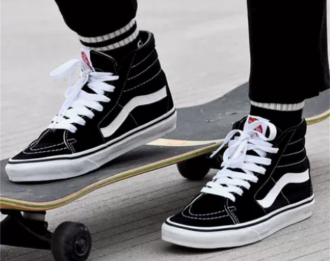 VANS sk8-hi高帮黑白经典款翻毛皮...