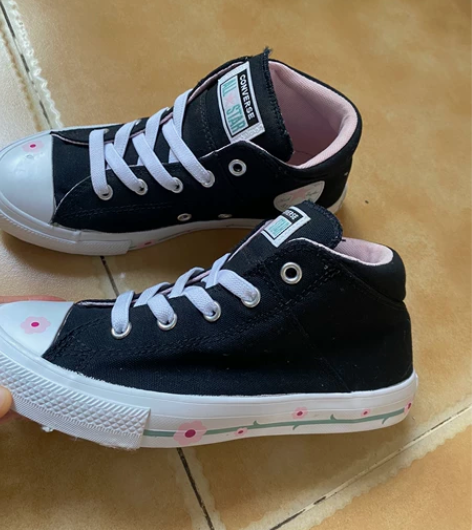 匡威正品中帮帆布鞋小花板鞋34码 实拍如图...