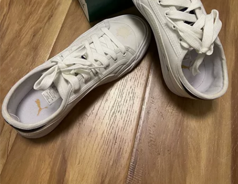 puma彪马白色帆布鞋，网红款。96新，3...