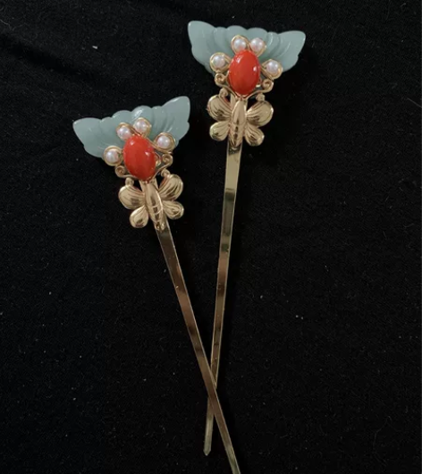 博物馆同款仿花丝镶嵌流苏发梳唐风唐代供养人...