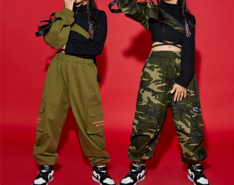 儿童hiphop嘻哈男童套装秋季街舞迷彩服...