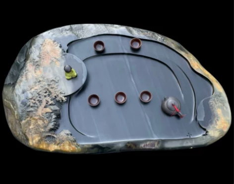 孤品匠心非遗老坑砚石茶盘 茶海 紫气东来 ...