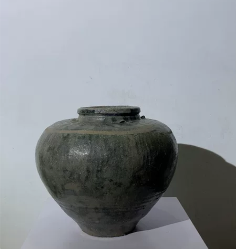 民俗粗陶，花器，带系小陶罐，四系完整，底部...