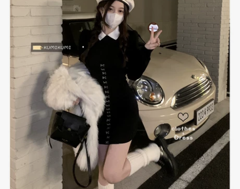黑色修身包臀裙女纯欲风辣妹连衣裙设计感收腰...