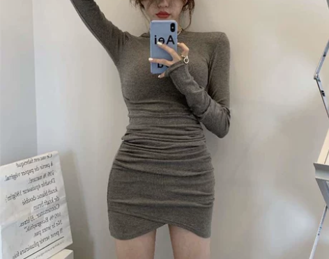 包臀裙 短裙包臀裙2022新款打底针织长袖...