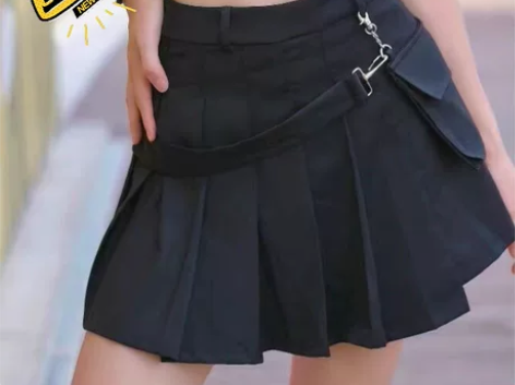 R39潮牌 JK 高腰百褶裙 半身裙 A字...