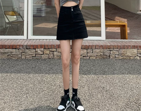 黑色牛仔短裙女半身裙2021年新款夏季高腰...