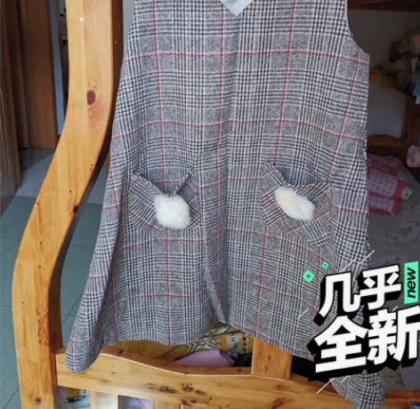出9成中大童新薄毛呢甜美背心裙，甜美可爱风...
