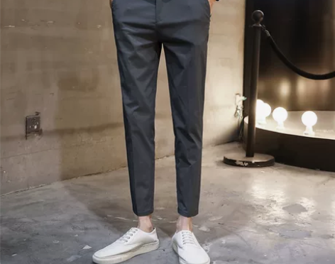 休闲裤男夏季薄款九分裤韩版潮流修身小脚纯棉...