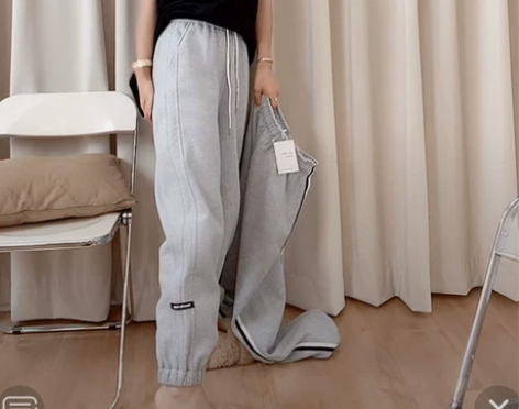 LEL 2020秋冬新款纯色高腰休闲裤女百...