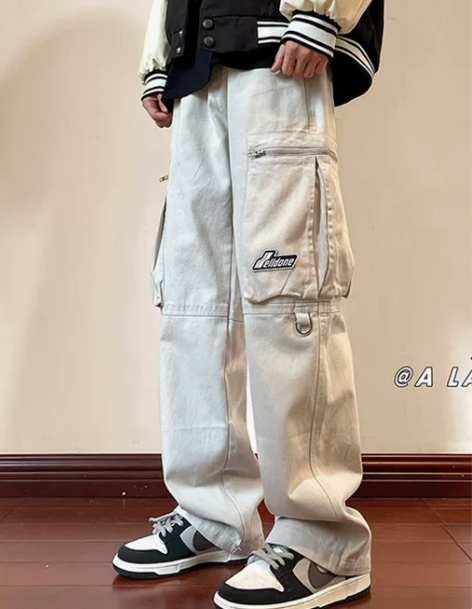 美式复古机能工装裤男款直筒宽松休闲痞帅高级...