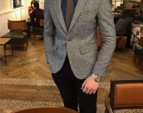 秋季西服男士修身韩版休闲英伦小格子青年小西...