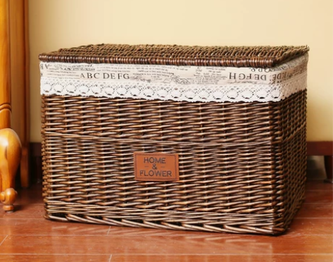 收纳筐藤编特大号玩具布艺抽屉式编织衣物储物...