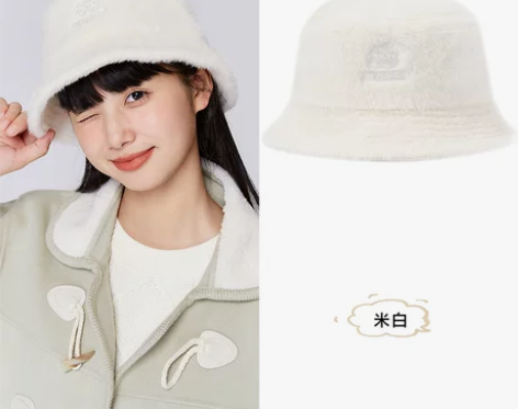 森马帽子女冬季新款可爱盆帽冬款毛绒帽保暖显...