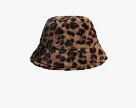 韩版复古秋冬豹纹毛绒帽 甜美可爱渔夫帽保暖...