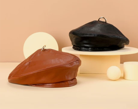 全新 畹町 时尚潮品PU贝雷帽,帽子,复古...