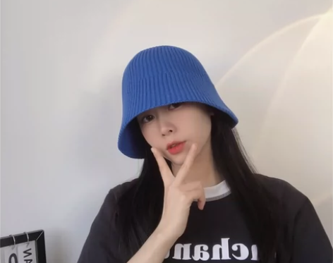 显脸小水桶帽女棉麻针织春夏透气百搭大帽檐防...