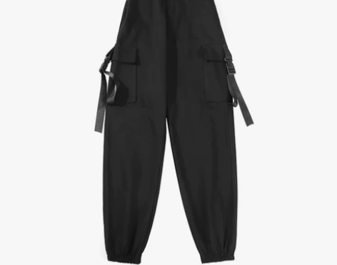 黑色工装裤子女宽松ins显瘦bf酷帅气 国...