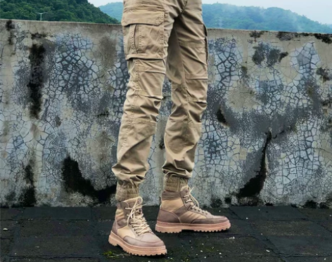 束脚工装裤男潮牌春秋男士修身休闲裤迷彩多口...