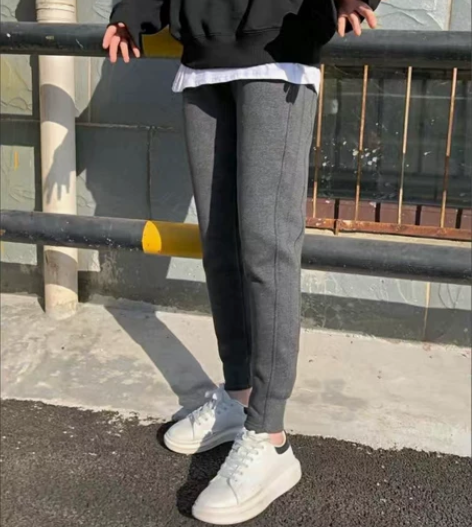 加绒运动裤女秋冬季哈伦卫裤宽松束脚加厚休闲...